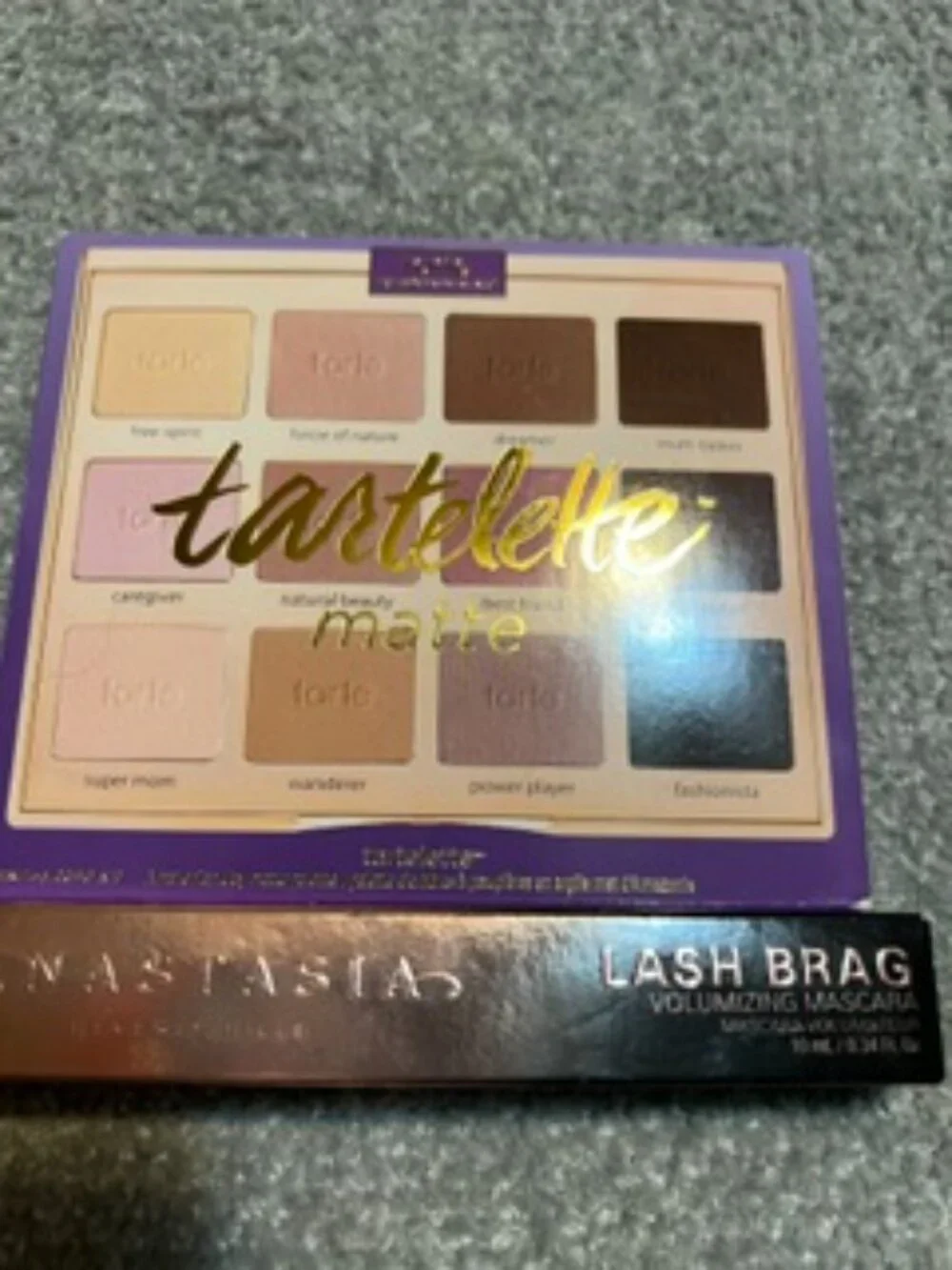 NWT Tartelette Matte 12-Pan Eyeshadow Palette & Anastasia Black Lash Mascara